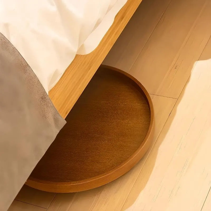 Modern Round Wooden Coffee Table with Foldable Metal Legs