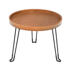 Modern Round Wooden Coffee Table with Foldable Metal Legs