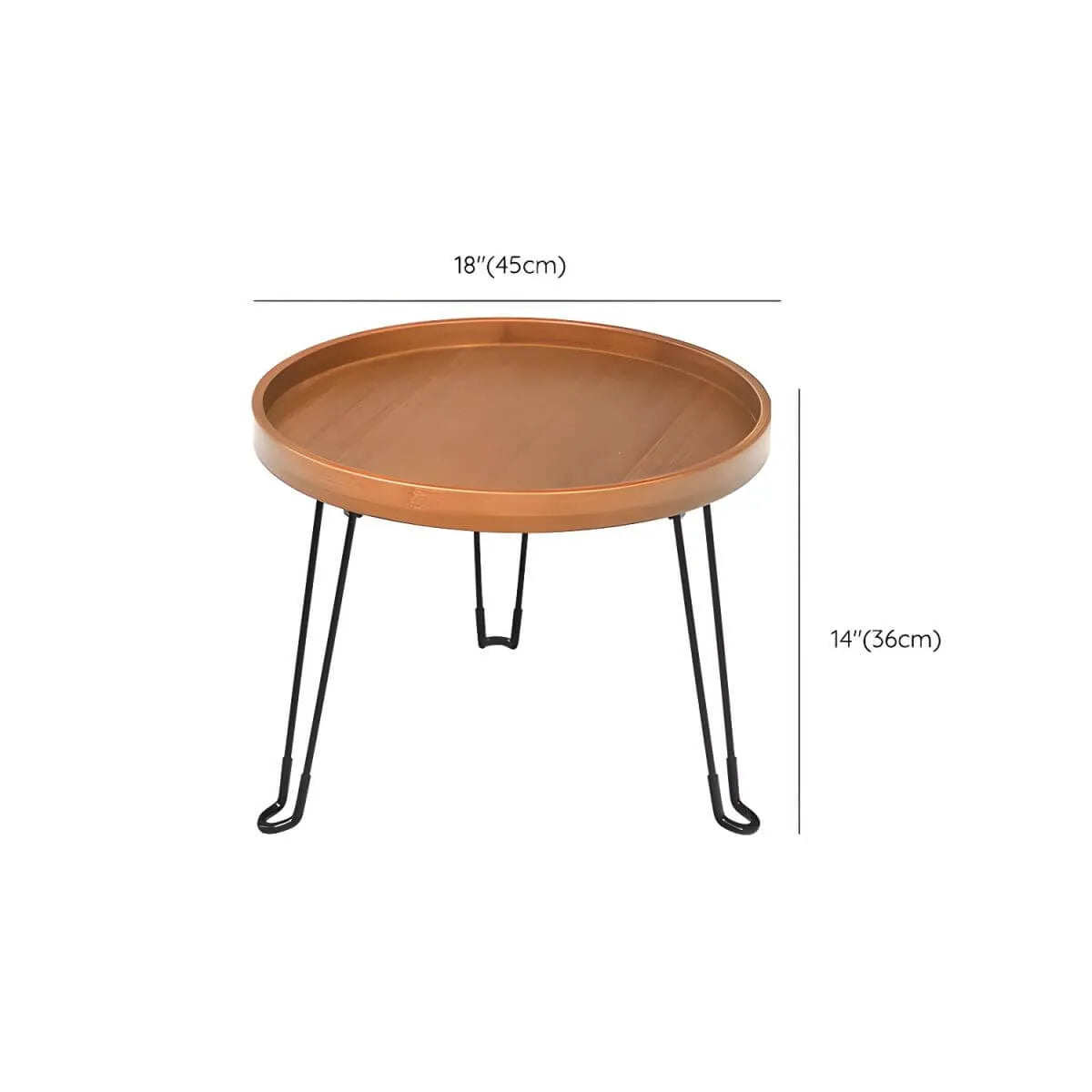 Modern Round Wooden Coffee Table with Foldable Metal Legs Dimensions