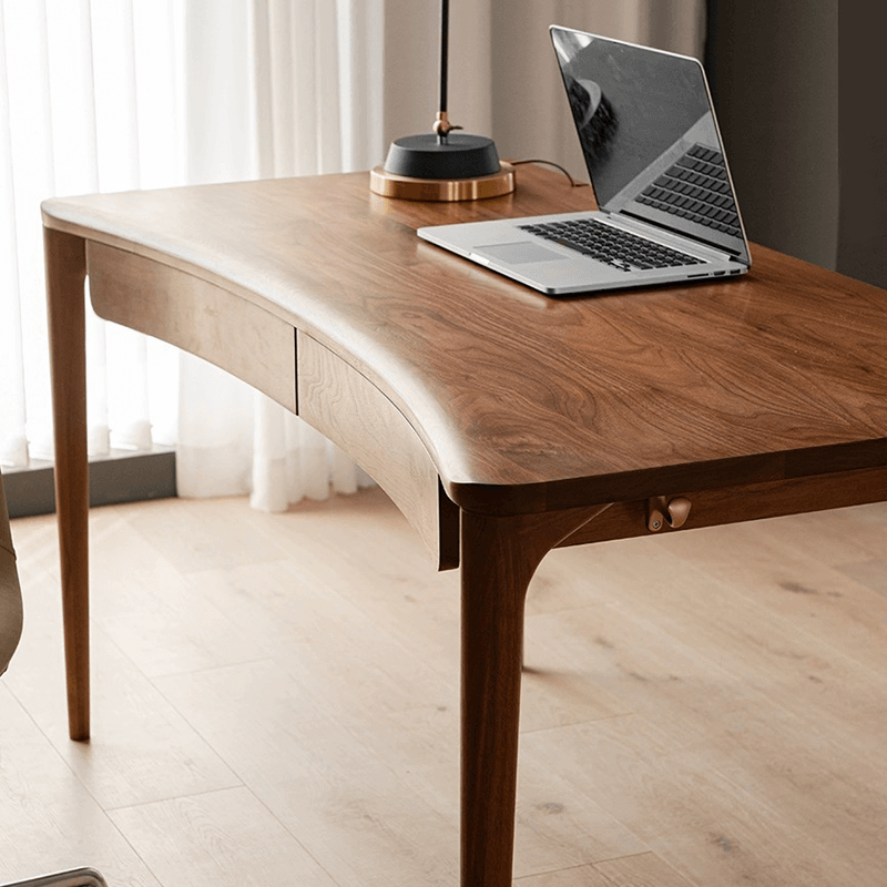 Modern Rustic Wooden Study Desk, Walnut Top, 1.2m/1.4m