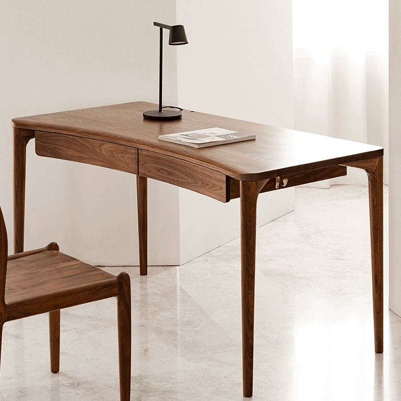 Modern Rustic Wooden Study Desk, Walnut Top, 1.2m/1.4m