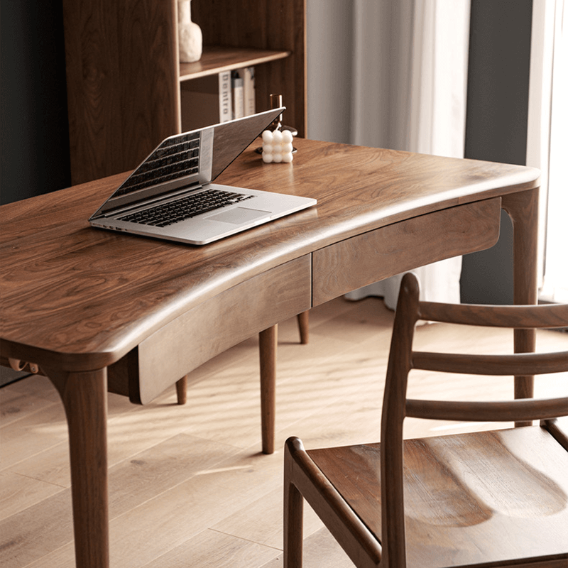Modern Rustic Wooden Study Desk, Walnut Top, 1.2m/1.4m