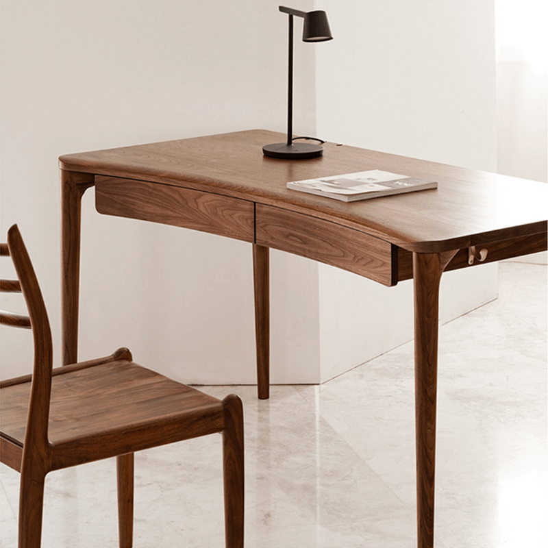 Modern Rustic Wooden Study Desk, Walnut Top, 1.2m/1.4m