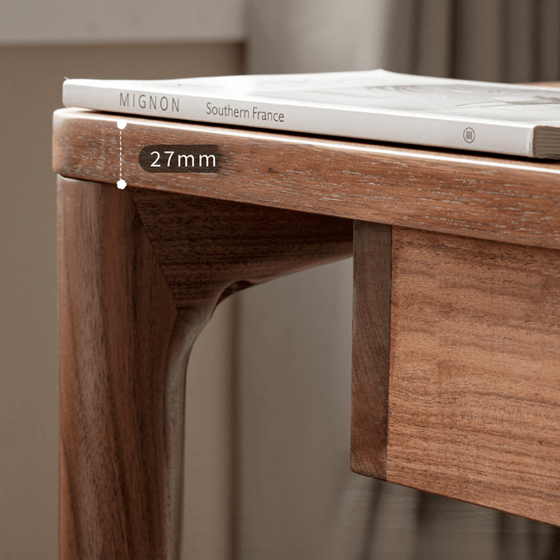 Modern Rustic Wooden Study Desk, Walnut Top, 1.2m/1.4m