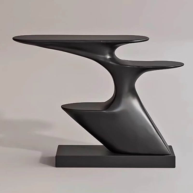 Modern Sculptural Console Table with Fiberglass Top and Marble Base