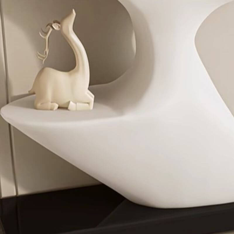 Modern Sculptural Console Table with Fiberglass Top and Marble Base