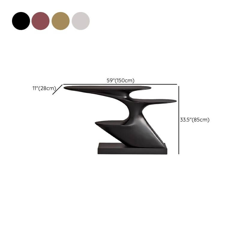 Modern Sculptural Console Table with Fiberglass Top and Marble Base Dimensions