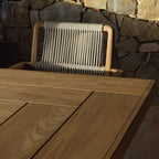 Modern Sepia Teak Wood Outdoor Dining & Coffee Table Collection