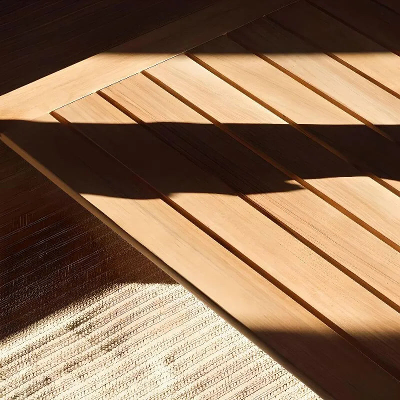 Modern Sepia Teak Wood Outdoor Dining & Coffee Table Collection