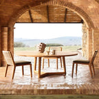 Modern Sepia Teak Wood Outdoor Dining & Coffee Table Collection Main Product Image