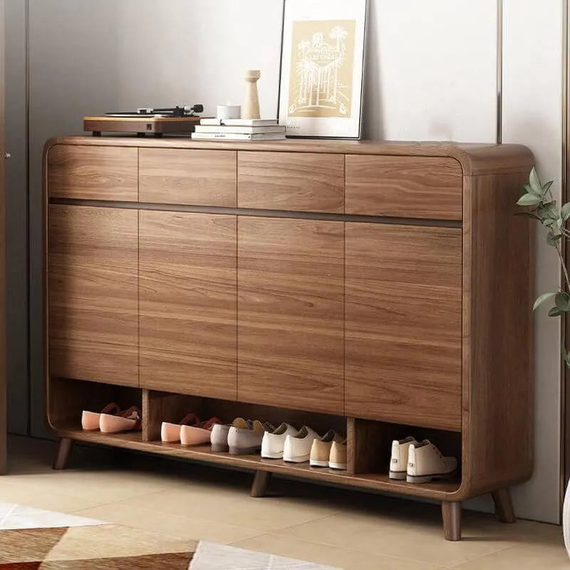 Modern Shoe Cabinet with Adjustable Shelves & Hidden Drawer Pulls