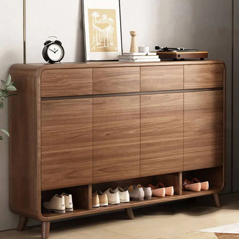 Modern Shoe Cabinet with Adjustable Shelves & Hidden Drawer Pulls
