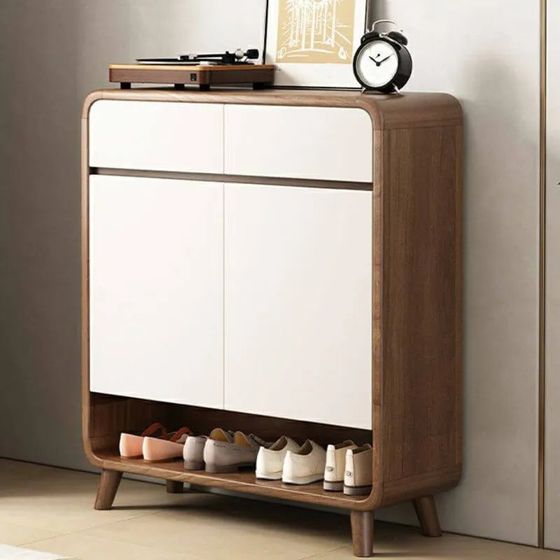 Modern Shoe Cabinet with Adjustable Shelves & Hidden Drawer Pulls