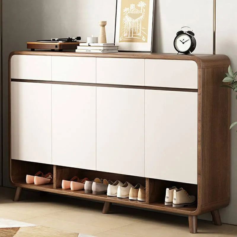 Modern Shoe Cabinet with Adjustable Shelves & Hidden Drawer Pulls