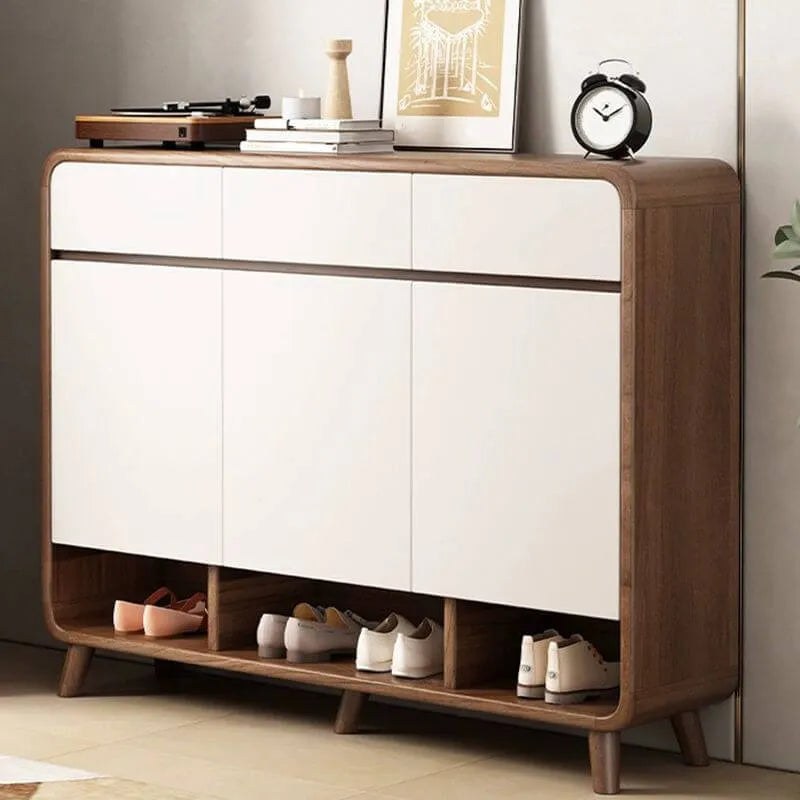 Modern Shoe Cabinet with Adjustable Shelves & Hidden Drawer Pulls