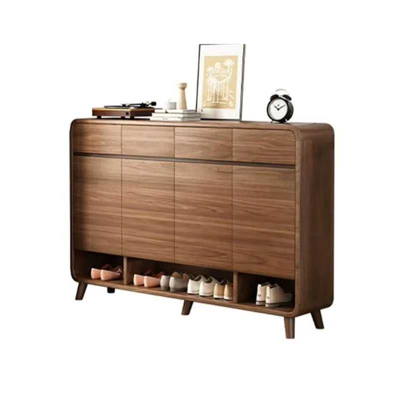 Modern Shoe Cabinet with Adjustable Shelves & Hidden Drawer Pulls