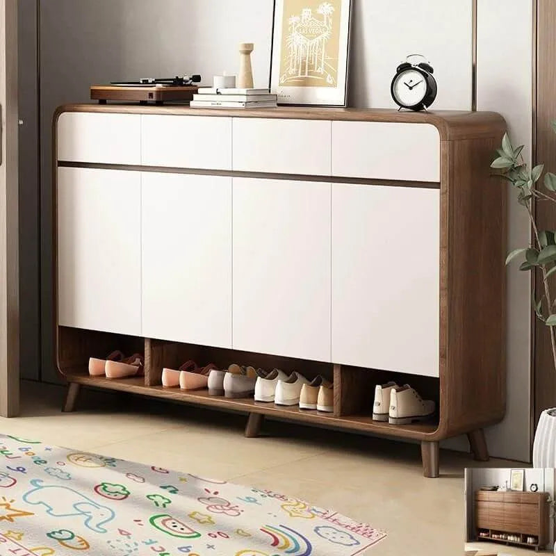 Modern Shoe Cabinet with Adjustable Shelves & Hidden Drawer Pulls Main Product Image
