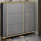 Modern Shoe Storage Cabinet with Adjustable Shelves & Metal Accents