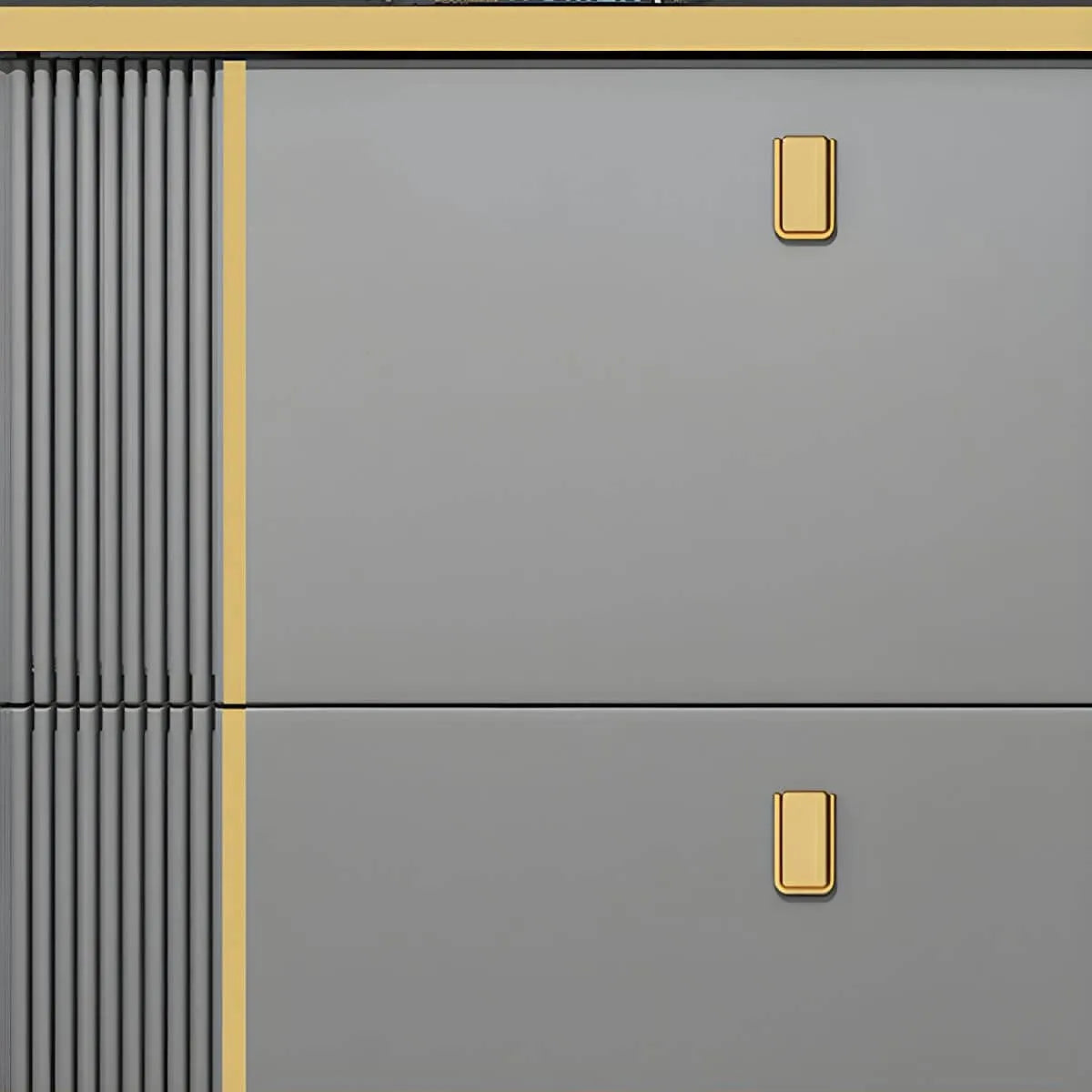 Modern Shoe Storage Cabinet with Adjustable Shelves & Metal Accents