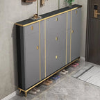 Modern Shoe Storage Cabinet with Adjustable Shelves & Metal Accents