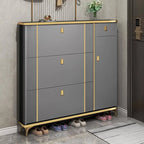Modern Shoe Storage Cabinet with Adjustable Shelves & Metal Accents Main Product Image