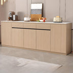 Modern Sideboard Credenza with Stone Top and Hidden Storage