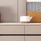 Modern Sideboard Credenza with Stone Top and Hidden Storage