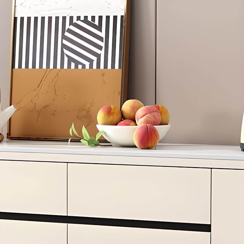 Modern Sideboard Credenza with Stone Top and Hidden Storage