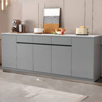 Modern Sideboard Credenza with Stone Top and Hidden Storage