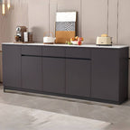Modern Sideboard Credenza with Stone Top and Hidden Storage