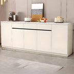 Modern Sideboard Credenza with Stone Top and Hidden Storage