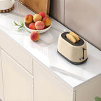 Modern Sideboard Credenza with Stone Top and Hidden Storage