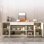 Modern Sideboard Credenza with Stone Top and Hidden Storage