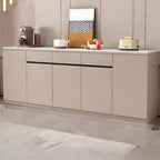 Modern Sideboard Credenza with Stone Top and Hidden Storage