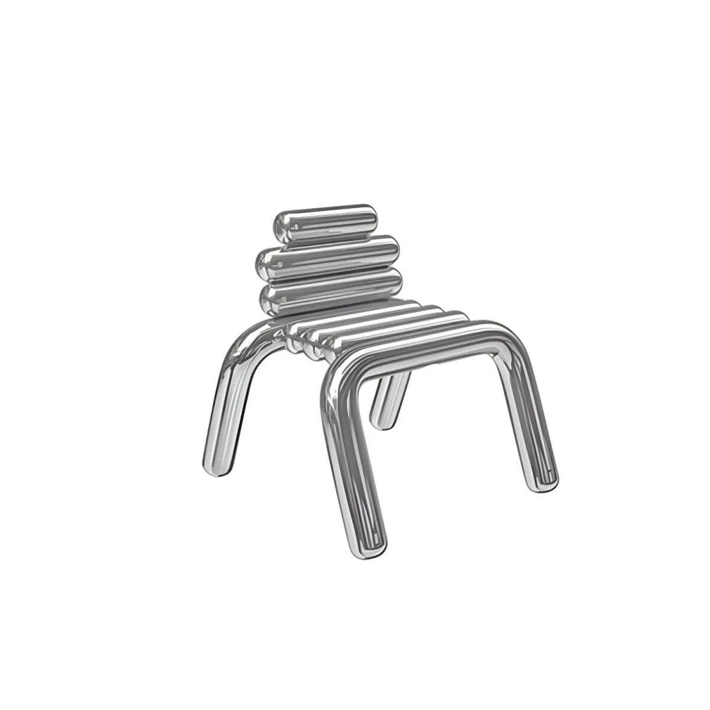 Modern Silver Metal Accent Chair with Fixed Back and Four Legs