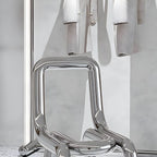 Modern Silver Metal Accent Chair with Fixed Back and Four Legs