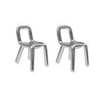 Modern Silver Metal Accent Chair with Fixed Back and Four Legs
