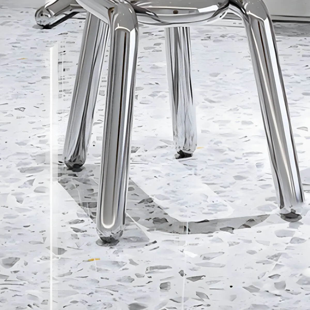 Modern Silver Metal Accent Chair with Fixed Back and Four Legs