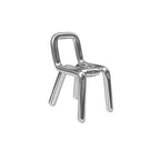 Modern Silver Metal Accent Chair with Fixed Back and Four Legs