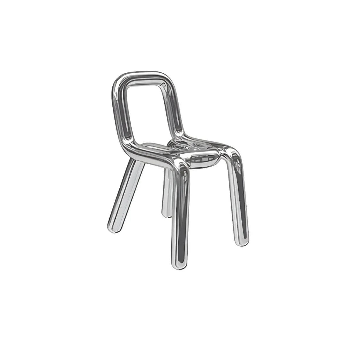 Modern Silver Metal Accent Chair with Fixed Back and Four Legs