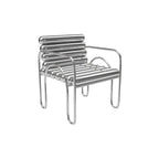 Modern Silver Metal Accent Chair with Fixed Back and Four Legs