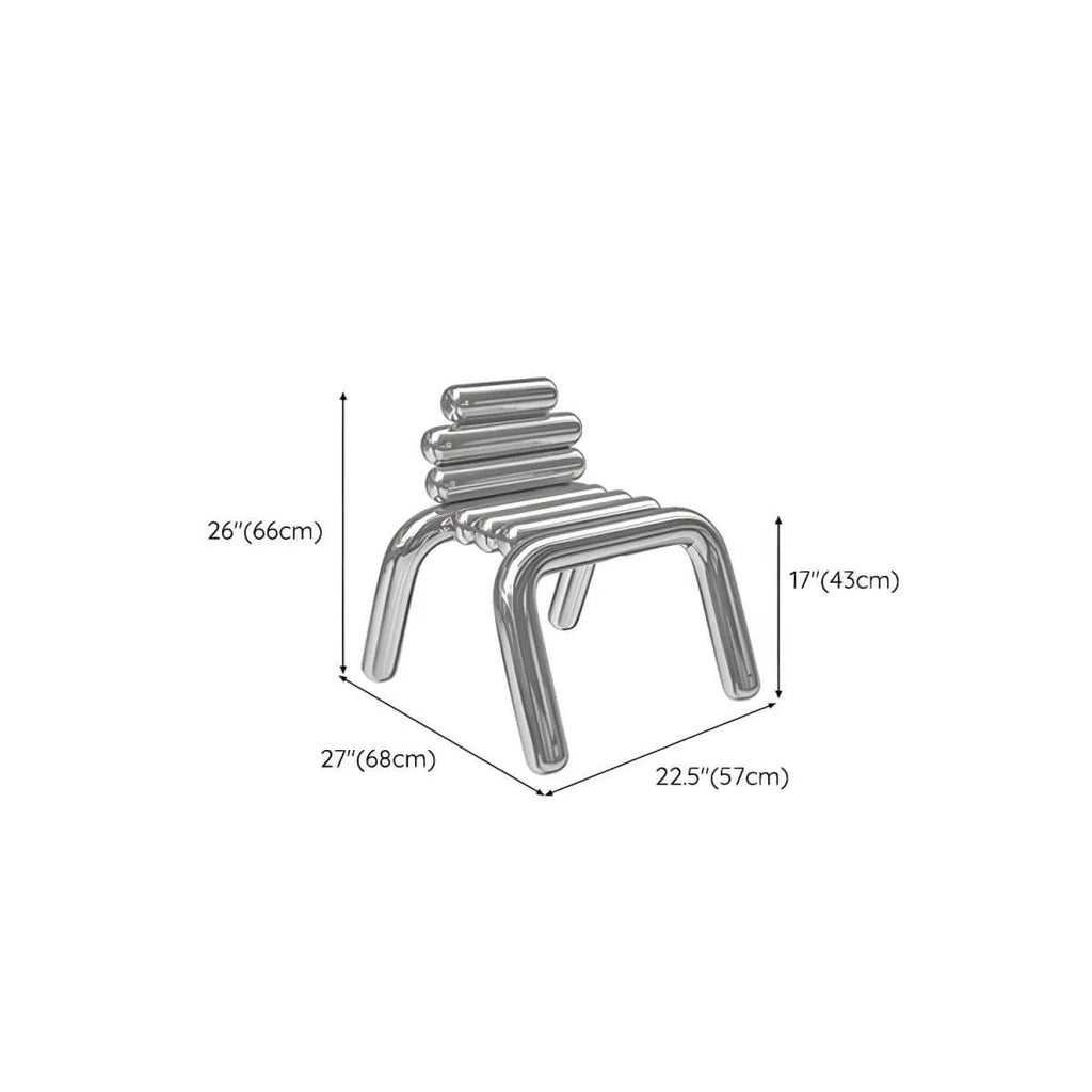 Modern Silver Metal Accent Chair with Fixed Back and Four Legs Dimensions