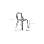 Modern Silver Metal Accent Chair with Fixed Back and Four Legs Dimensions