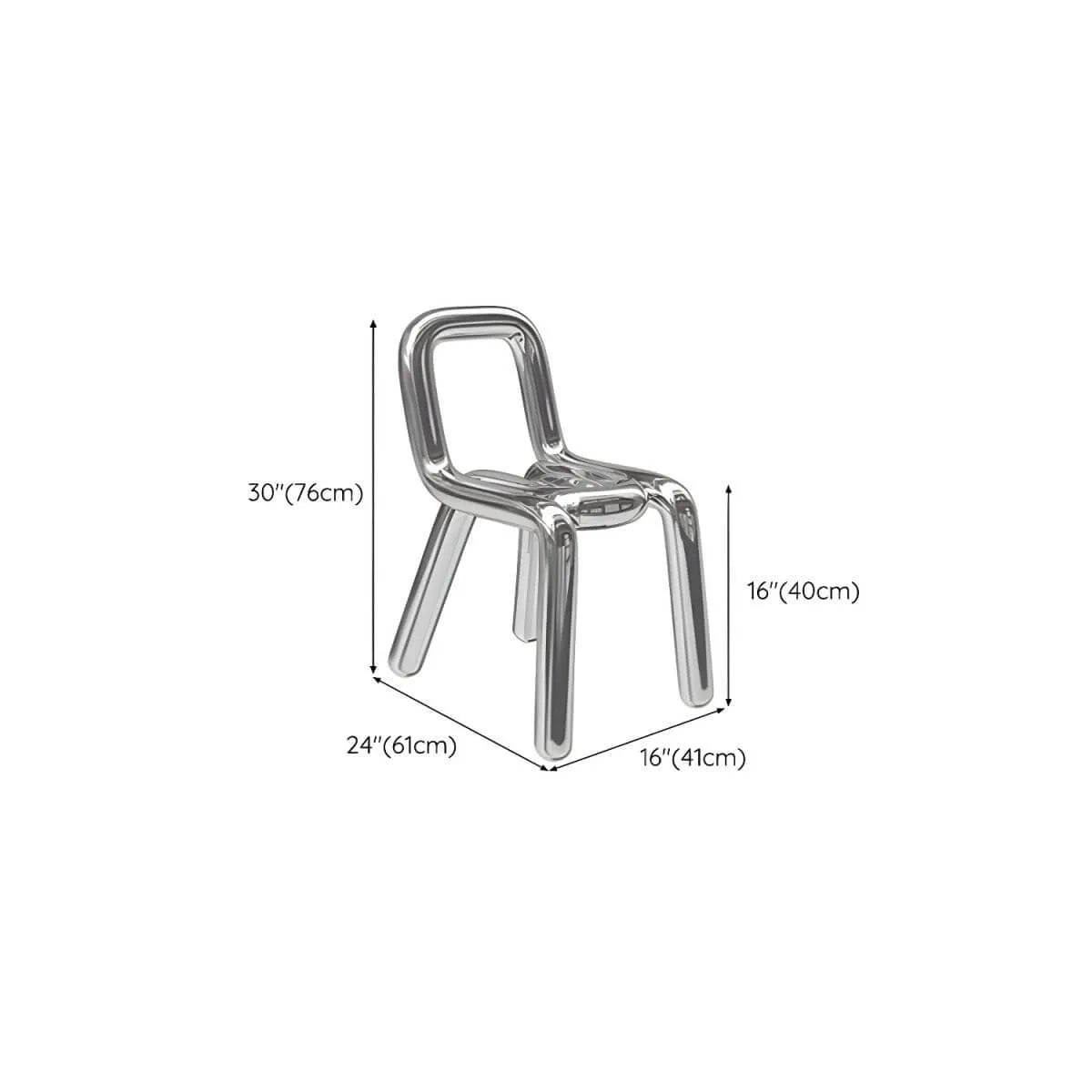 Modern Silver Metal Accent Chair with Fixed Back and Four Legs Dimensions