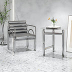 Modern Silver Metal Accent Chair with Fixed Back and Four Legs Main Product Image