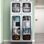 Modern Silver Steel Sideboard/Credenza with Open Storage