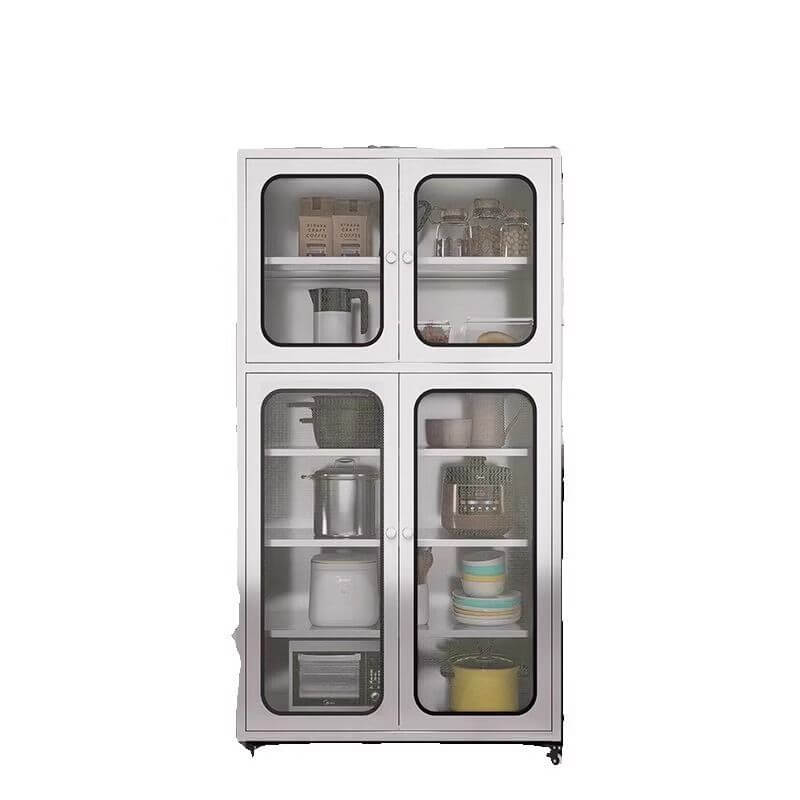 Modern Silver Steel Sideboard/Credenza with Open Storage Secondary image