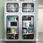 Modern Silver Steel Sideboard/Credenza with Open Storage