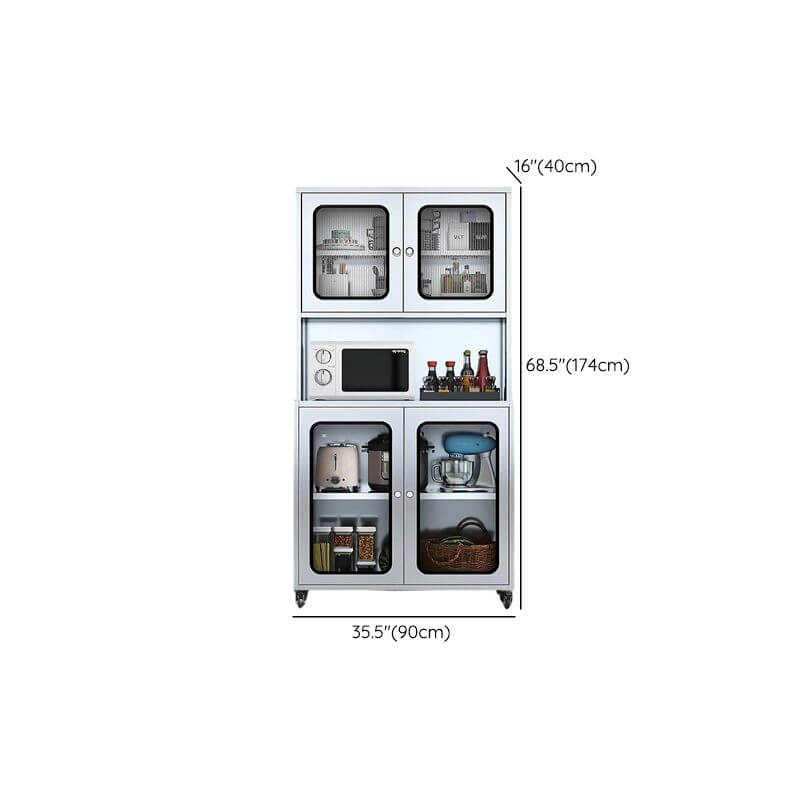Modern Silver Steel Sideboard/Credenza with Open Storage Dimensions