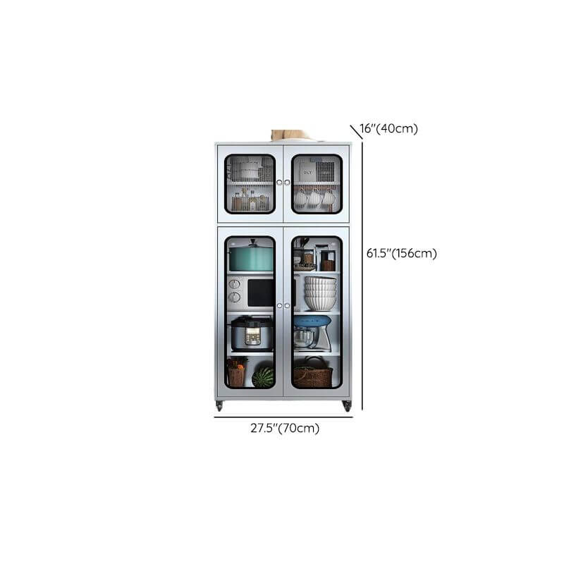 Modern Silver Steel Sideboard/Credenza with Open Storage Dimensions